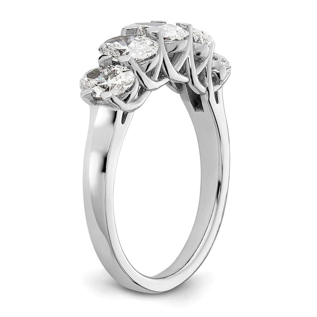 Oval Lab-Grown Diamond Five-Stone Anniversary Ring in 14K White Gold, 2mm (2 ct. tw.), Size 7 - Sophia Jewelers