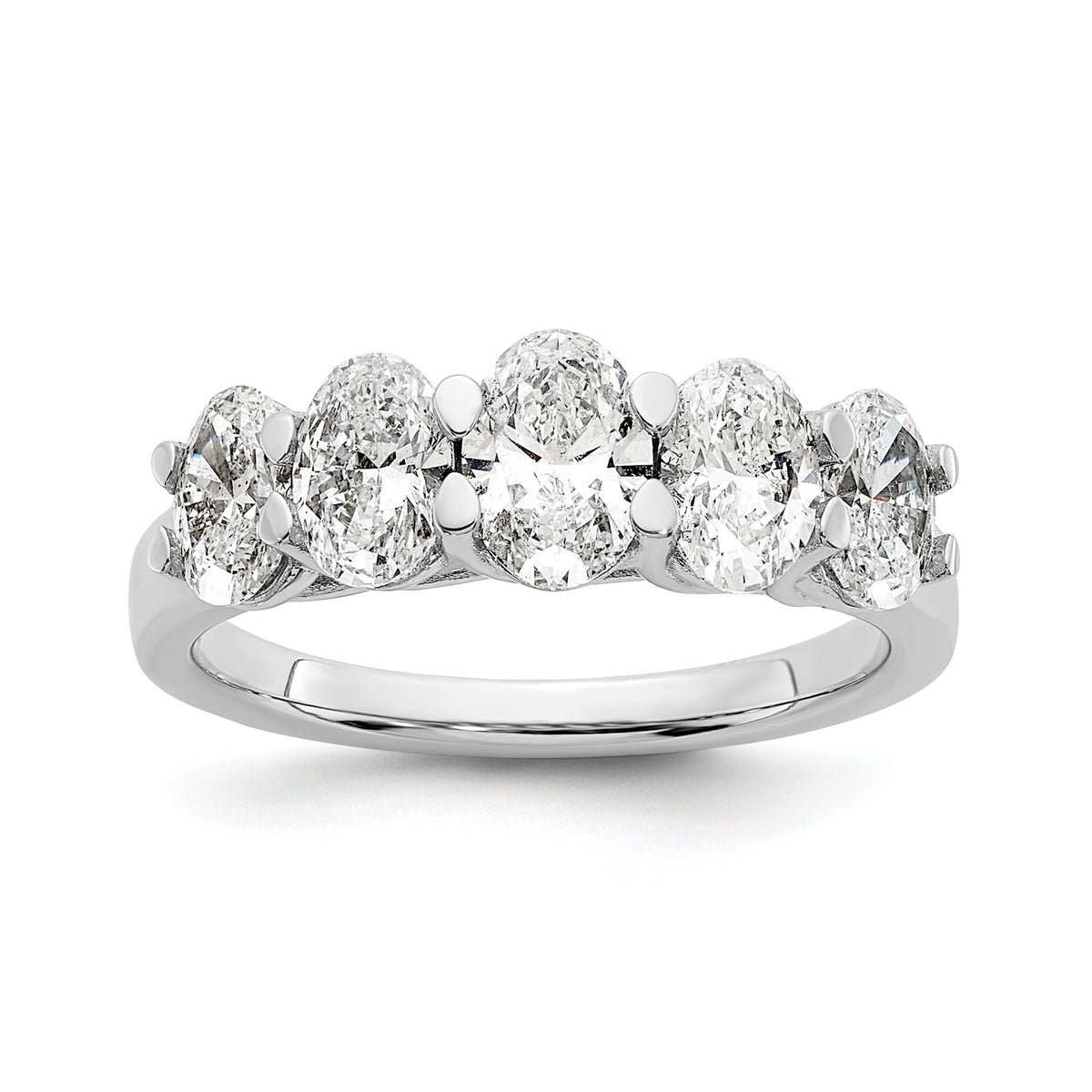 Oval Lab-Grown Diamond Five-Stone Anniversary Ring in 14K White Gold, 2mm (2 ct. tw.), Size 7 - Sophia Jewelers Main image