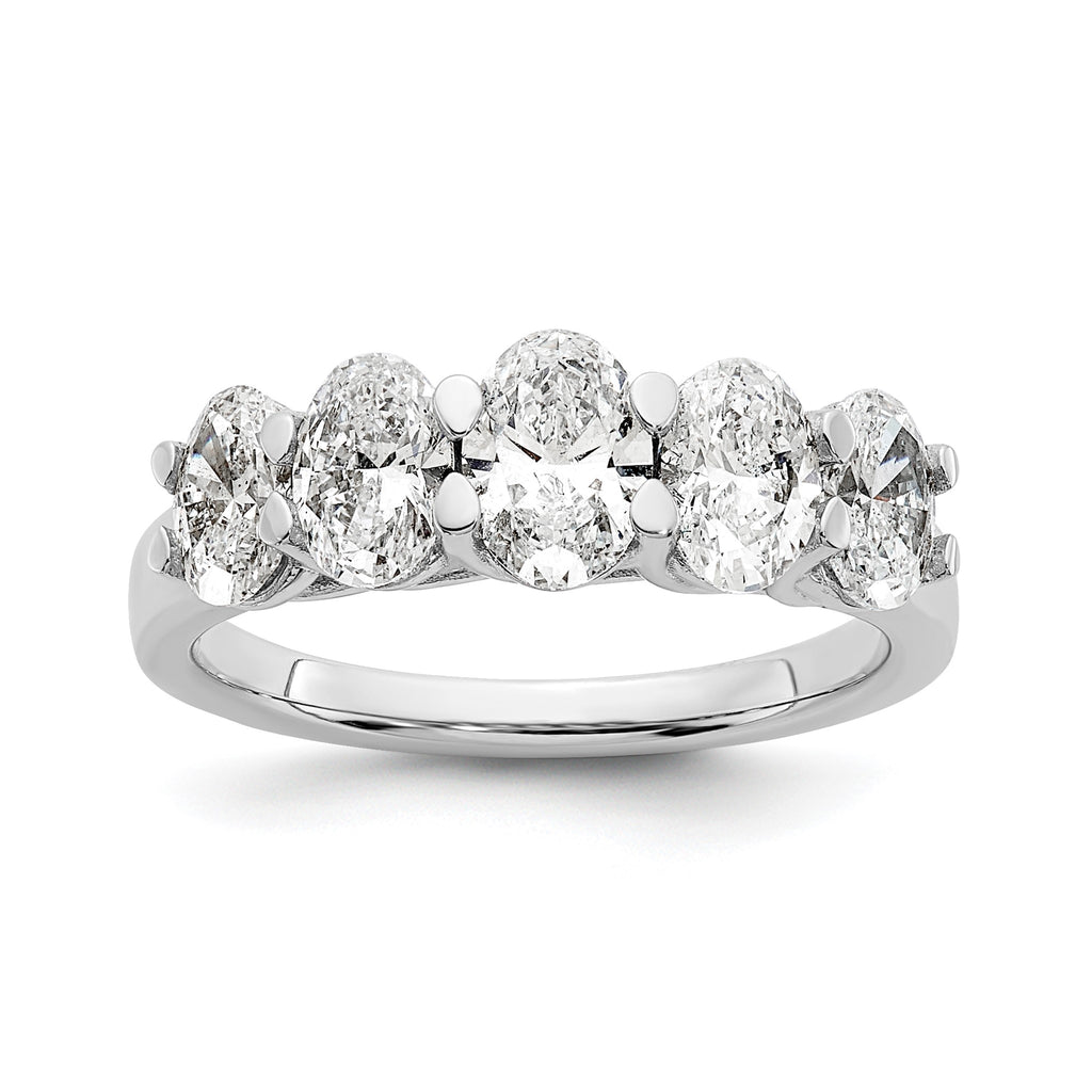 Oval Lab-Grown Diamond Five-Stone Anniversary Ring in 14K White Gold, 2mm (2 ct. tw.), Size 7 - Sophia Jewelers
