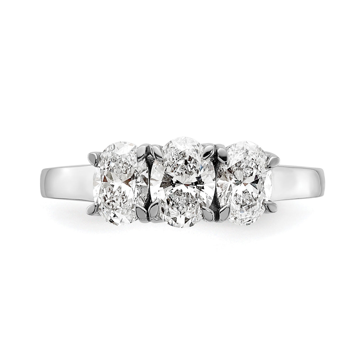 Oval Lab-Grown Diamond Three-Stone Ring in 14K White Gold (1 1/4 ct. tw.), Size 7 - Sophia Jewelers