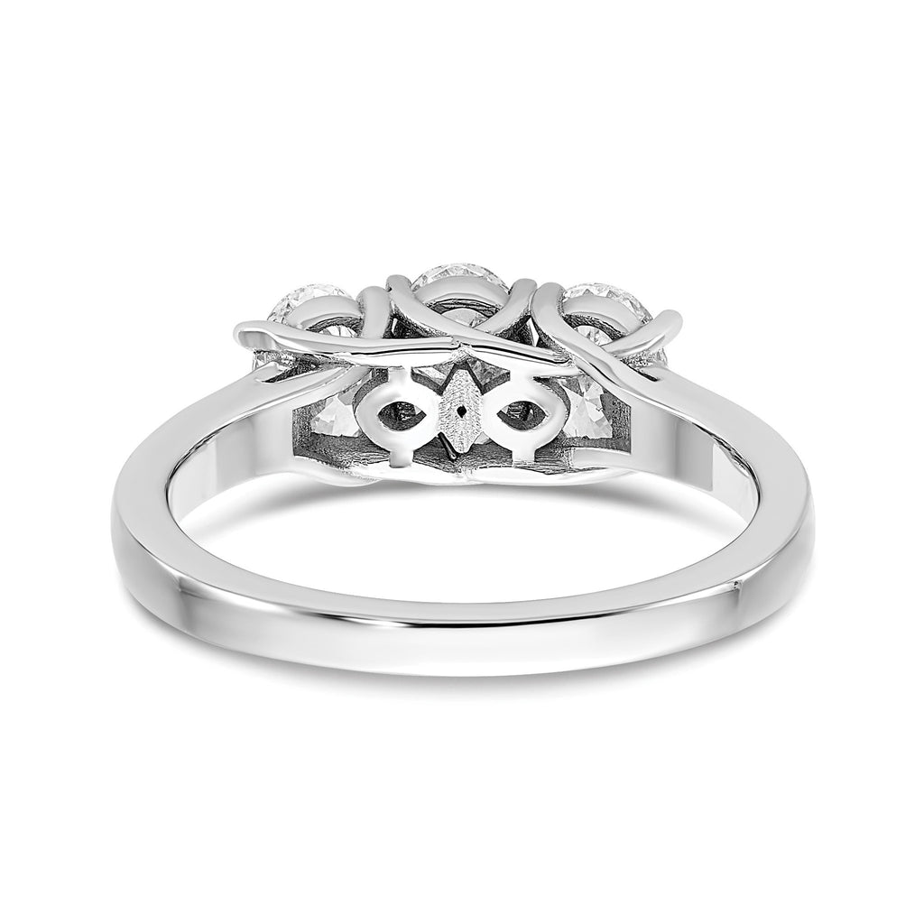 Oval Lab-Grown Diamond Three-Stone Ring in 14K White Gold (1 1/4 ct. tw.), Size 7 - Sophia Jewelers