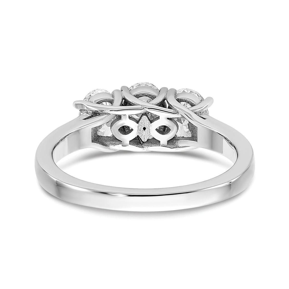 Oval Lab-Grown Diamond Three-Stone Ring in 14K White Gold (1 1/4 ct. tw.), Size 7 - Sophia Jewelers