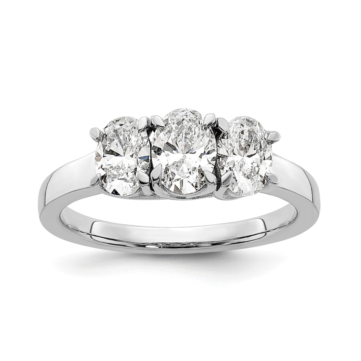 Oval Lab-Grown Diamond Three-Stone Ring in 14K White Gold (1 1/4 ct. tw.), Size 7 - Sophia Jewelers Main image