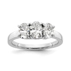 Oval Lab-Grown Diamond Three-Stone Ring in 14K White Gold (1 1/4 ct. tw.), Size 7 - Sophia Jewelers