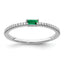 14k White Gold Polished Emerald and Diamond Ring