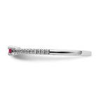 14k White Gold Polished Ruby and Diamond Ring