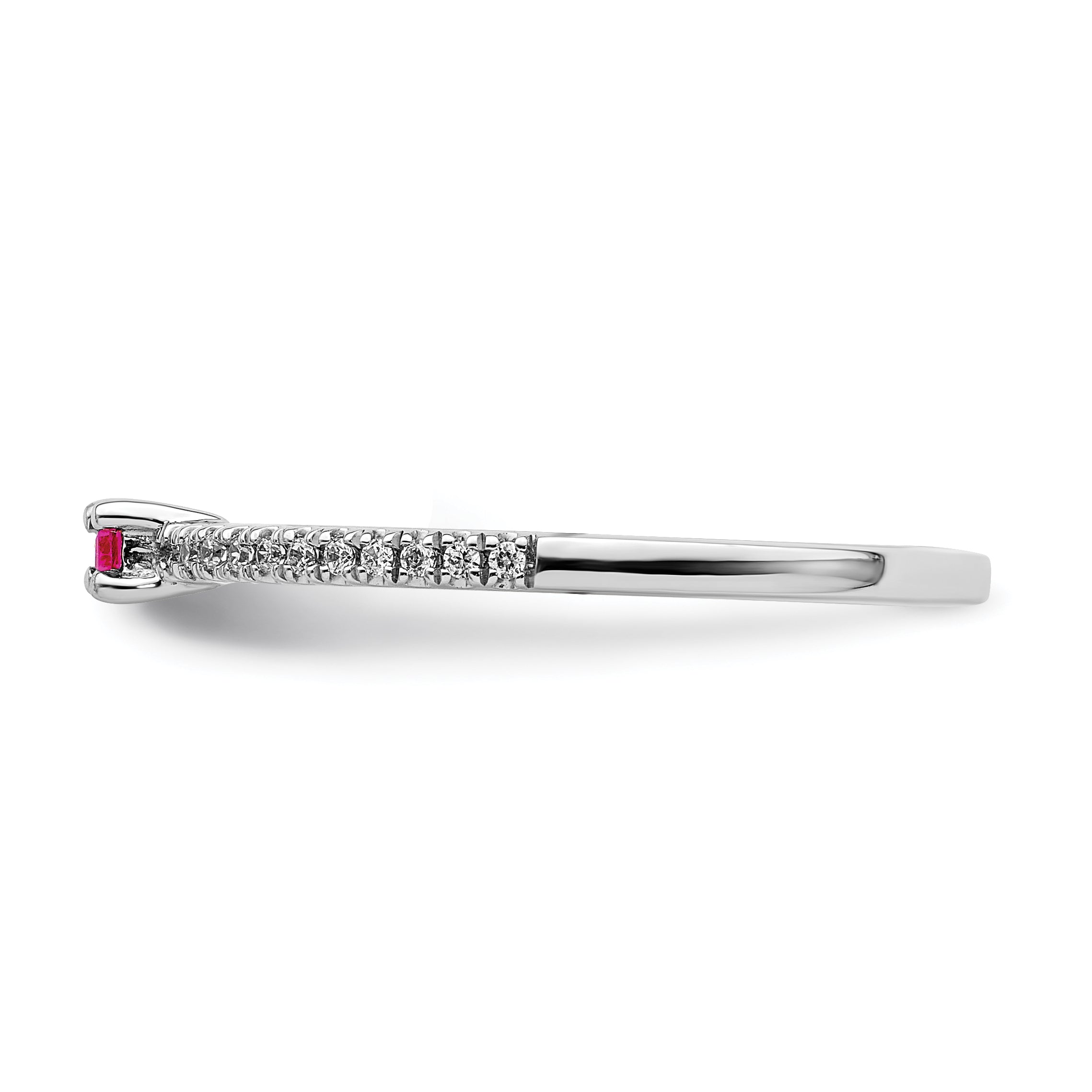 14k White Gold Polished Ruby and Diamond Ring