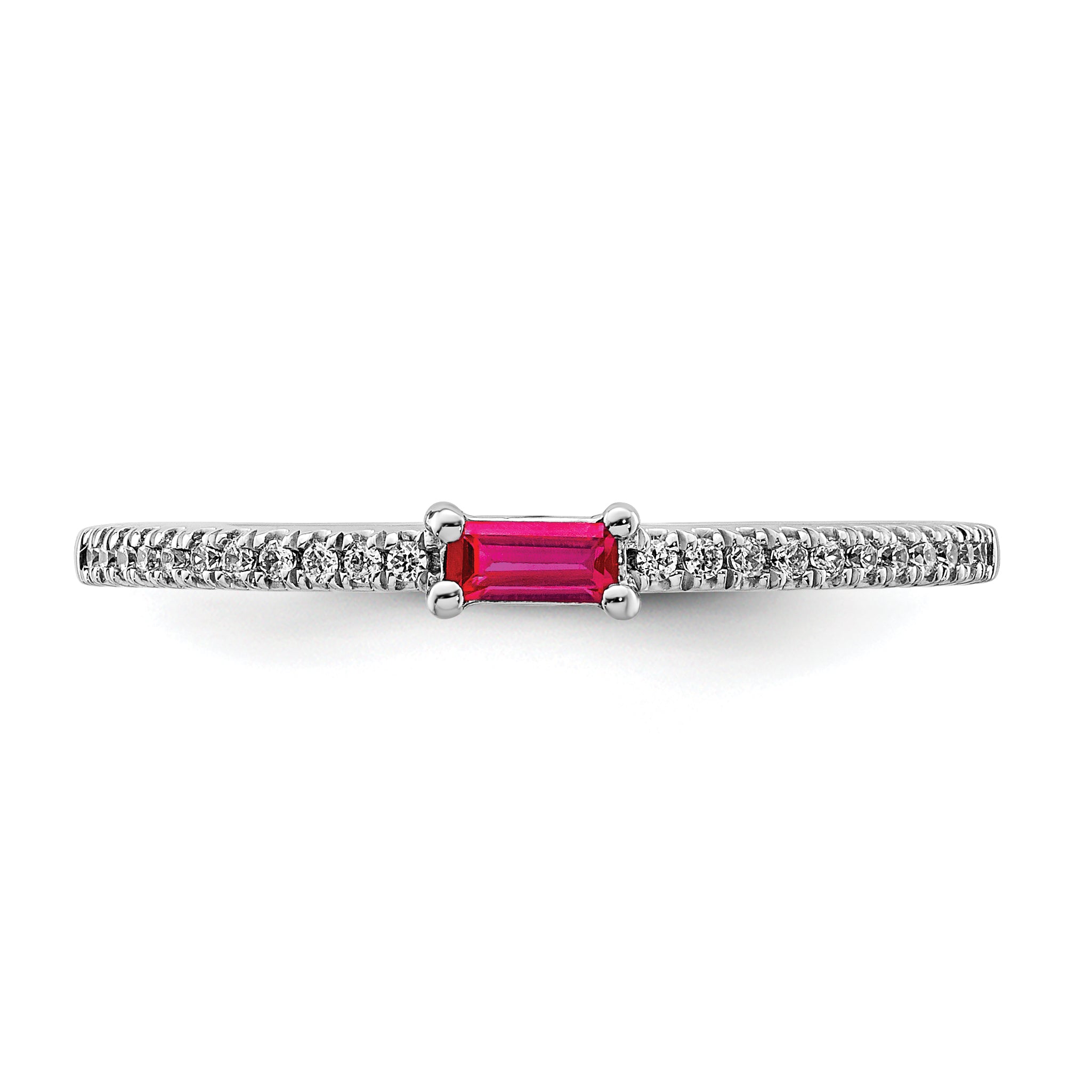 14k White Gold Polished Ruby and Diamond Ring