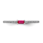 14k White Gold Polished Ruby and Diamond Ring