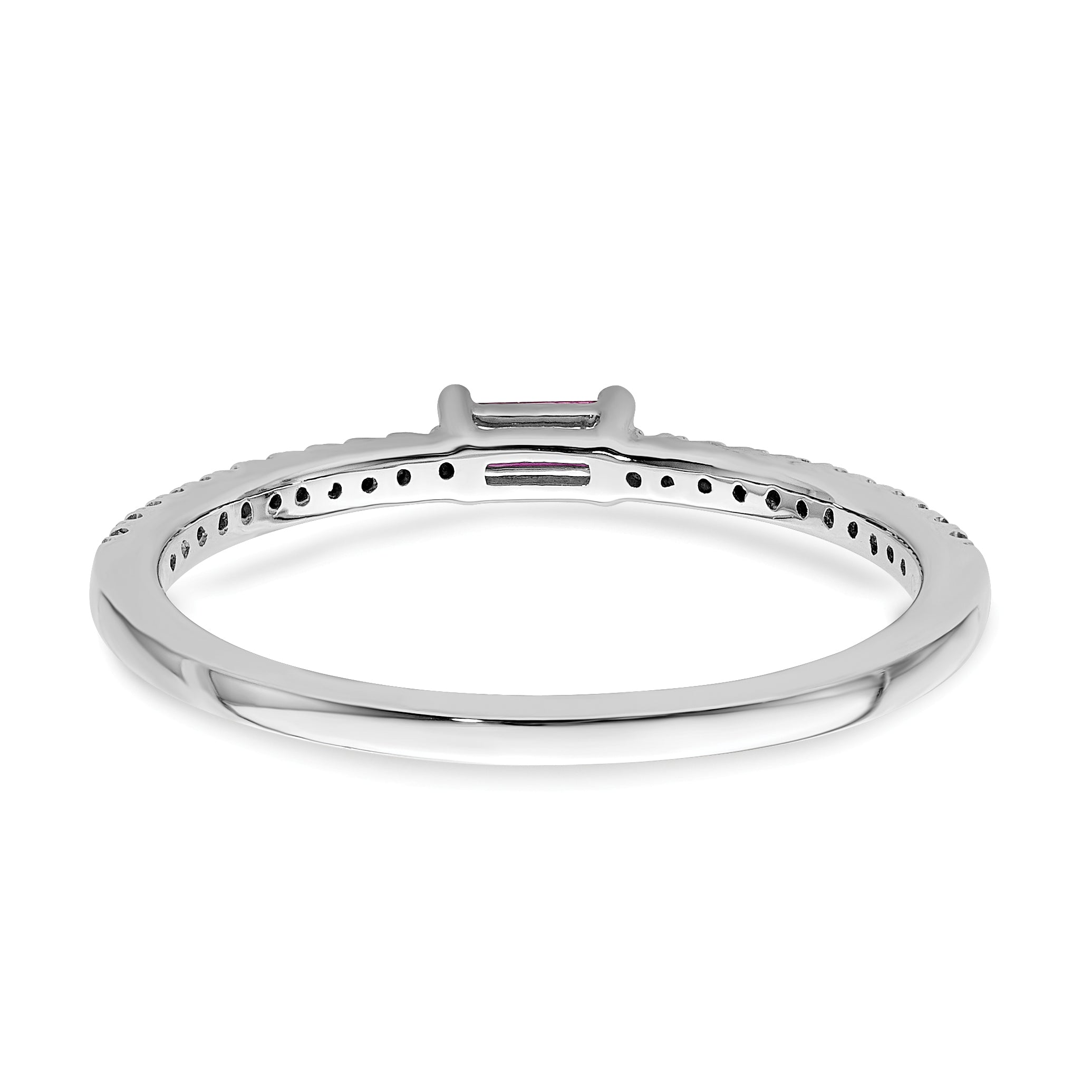 14k White Gold Polished Ruby and Diamond Ring