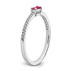 14k White Gold Polished Ruby and Diamond Ring