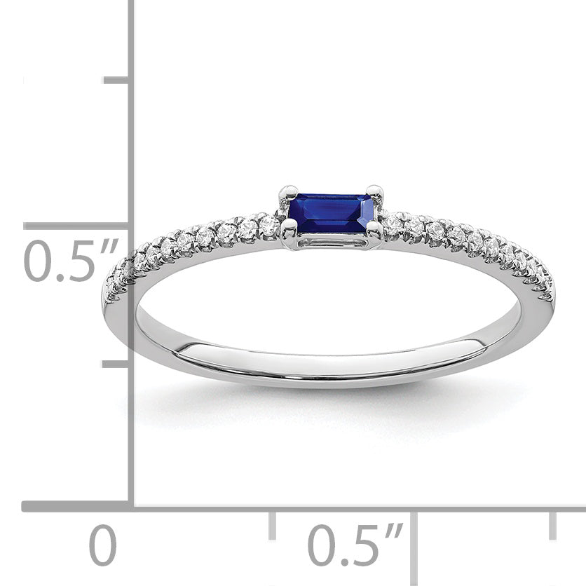 14k White Gold Polished Sapphire and Diamond Ring Secondary image