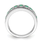 14k White Gold Polished Emerald and Diamond Ring