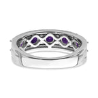 14k White Gold Polished Amethyst and Diamond Ring