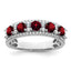 14k White Gold Polished Garnet and Diamond Ring
