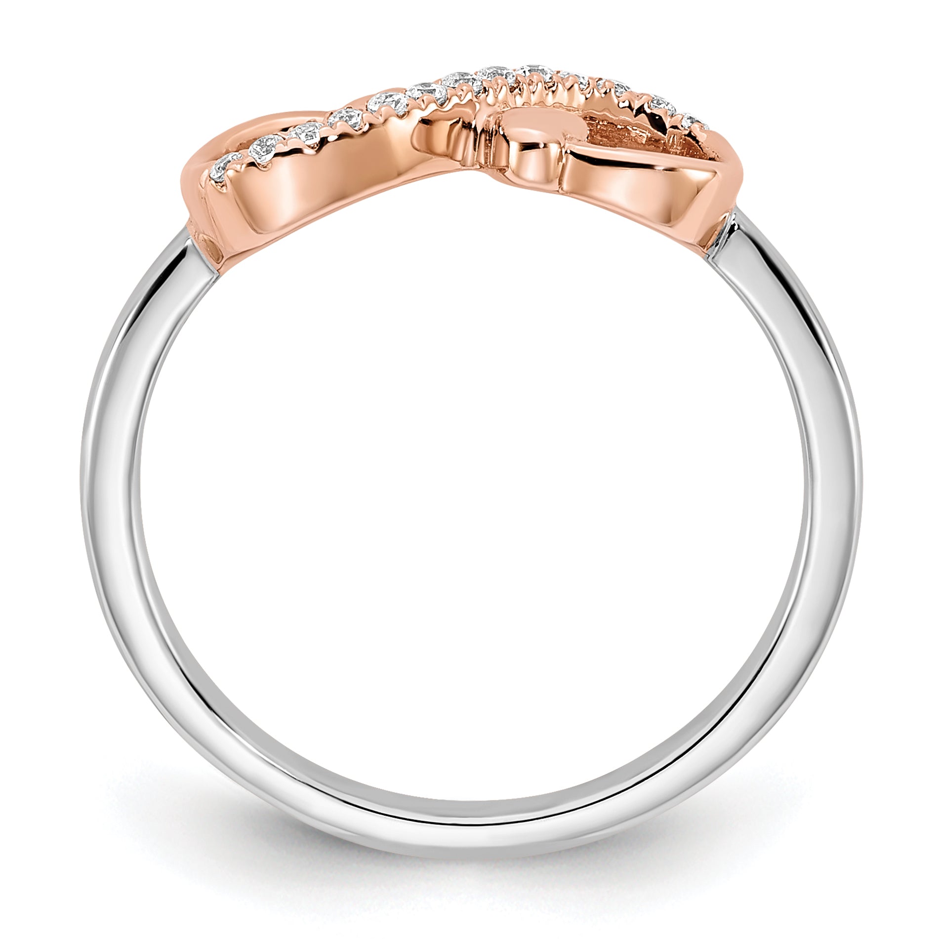 10K Two-tone White & Rose Polished Infinity Hearts Diamond Ring Secondary image