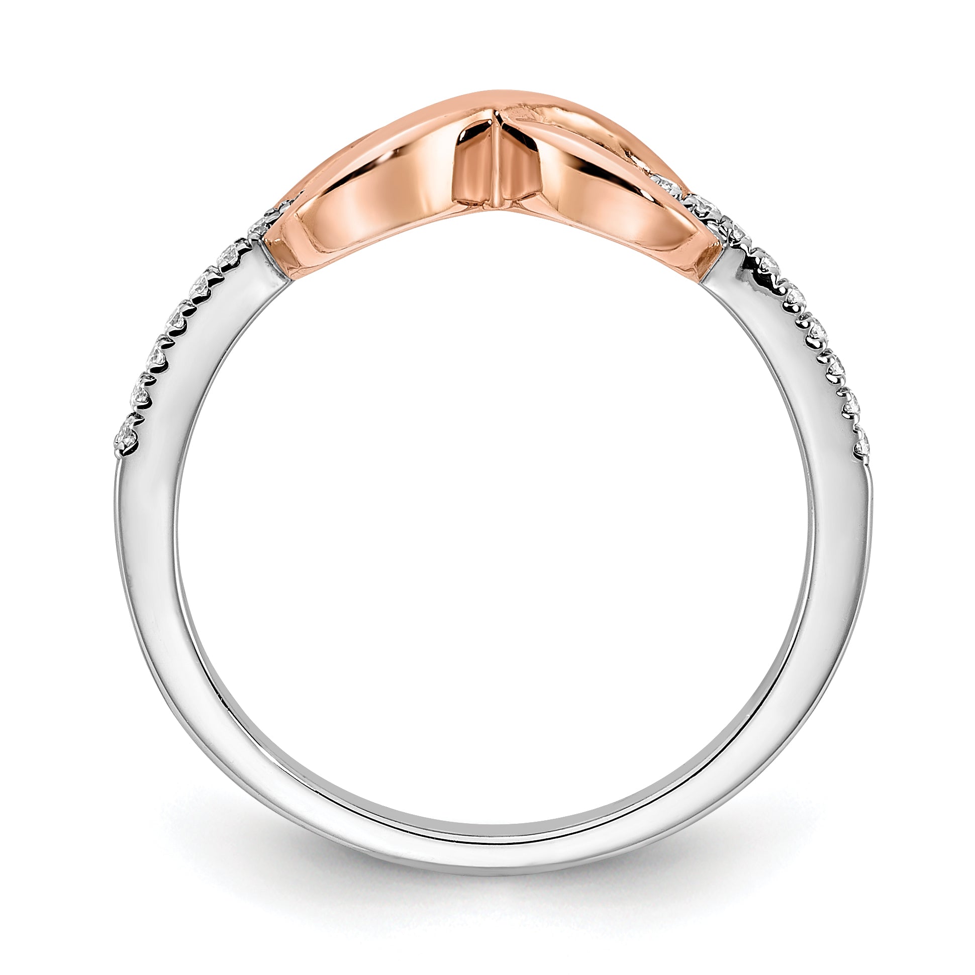 14k Two-tone White & Rose Polished Infinity Diamond Ring Secondary image