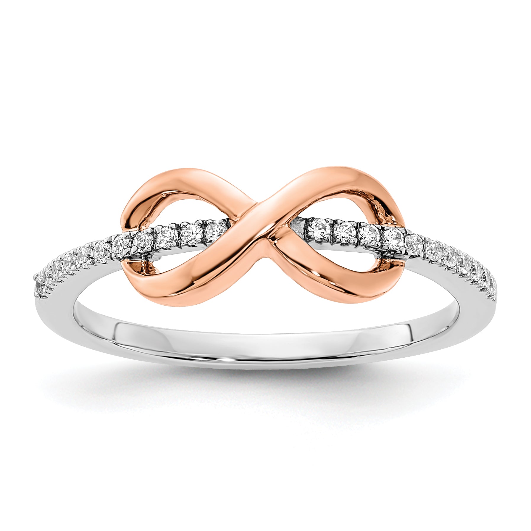 14k Two-tone White & Rose Polished Infinity Diamond Ring Main image