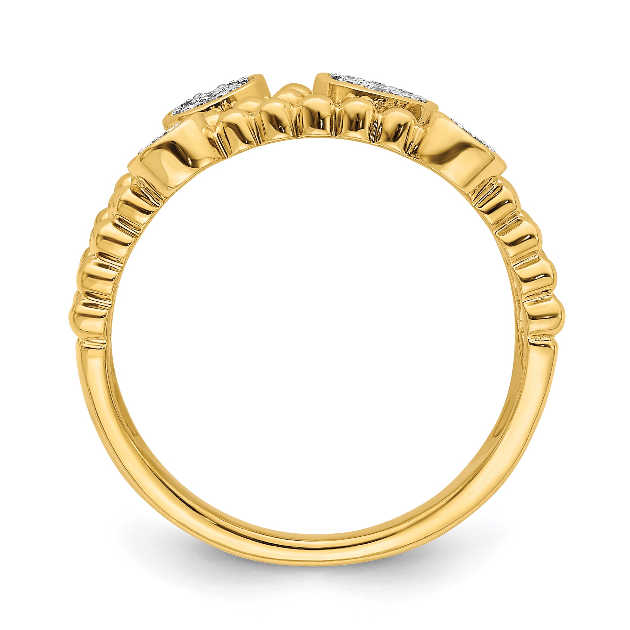 14k Polished Pave Circles Multi-band Diamond Ring Secondary image