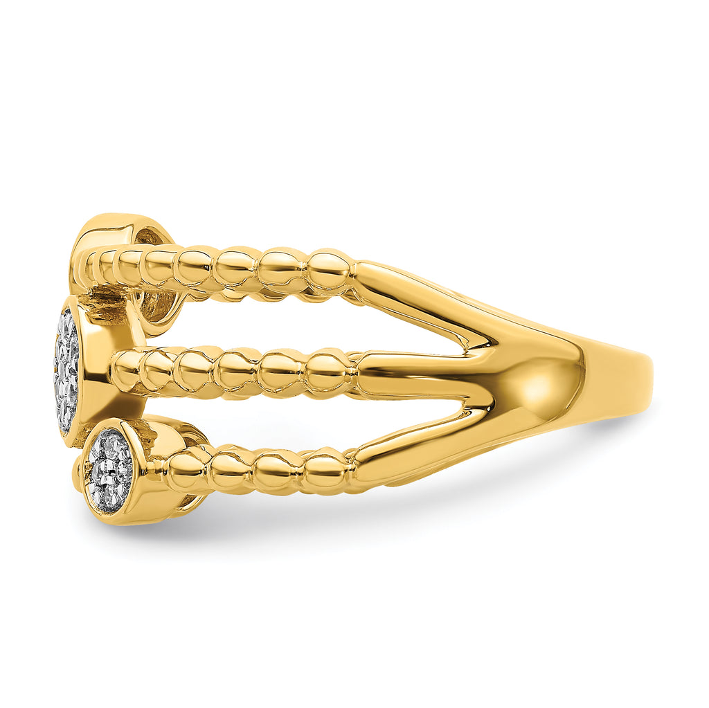 14k Polished Pave Circles Multi-band Diamond Ring