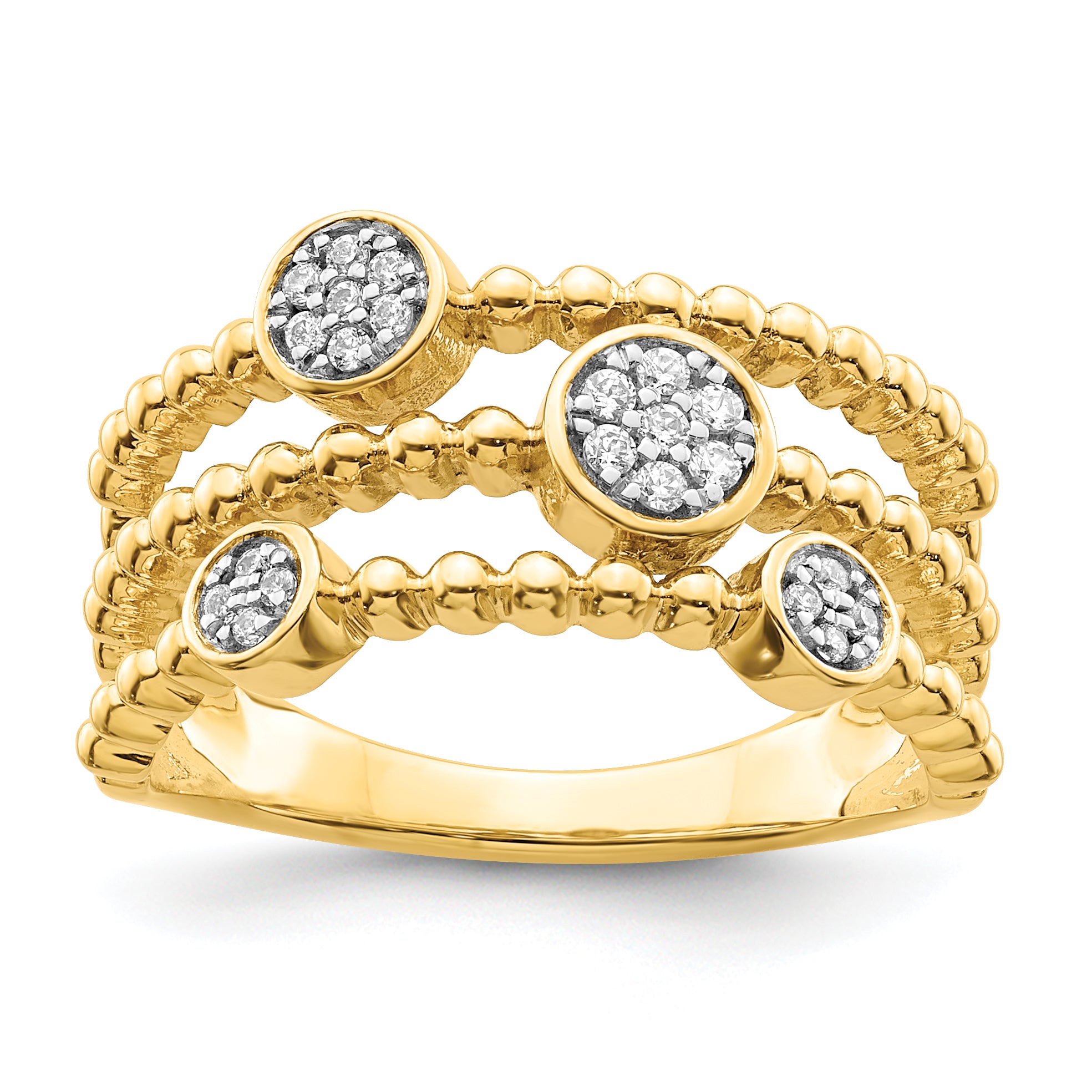 14k Polished Pave Circles Multi-band Diamond Ring Main image
