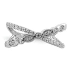 14k White Gold Polished Criss Cross Diamond Ring