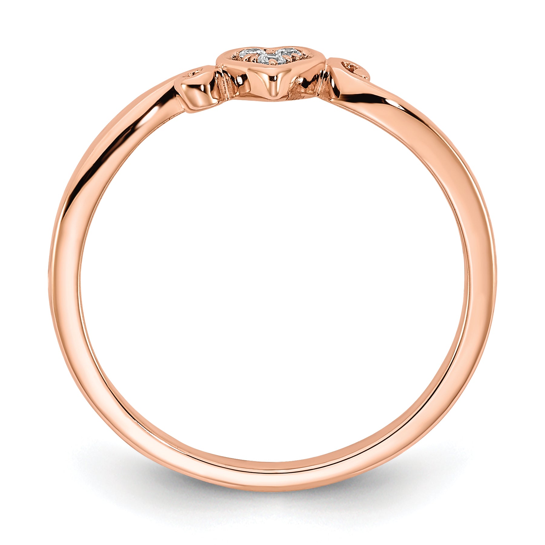 10K Rose Gold Polished Heart Diamond Ring Secondary image