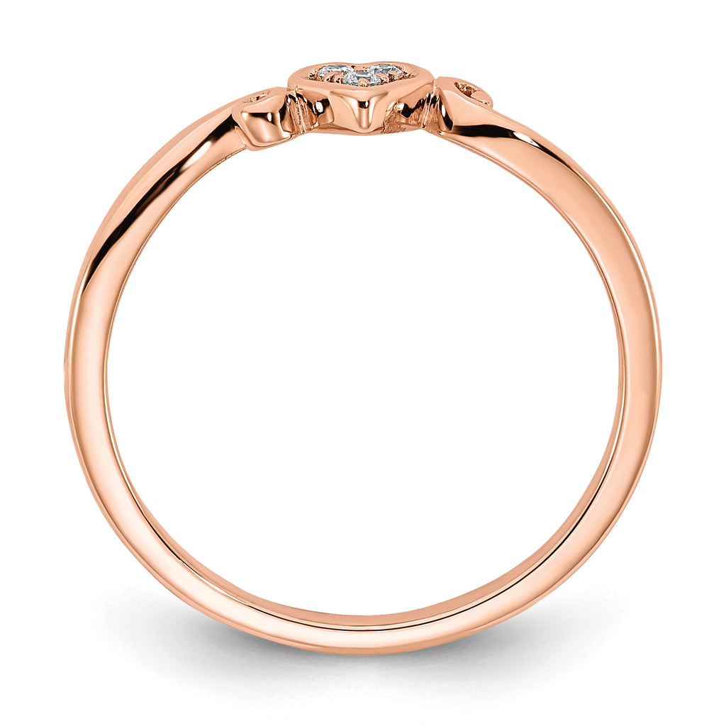 10K Rose Gold Polished Heart Diamond Ring