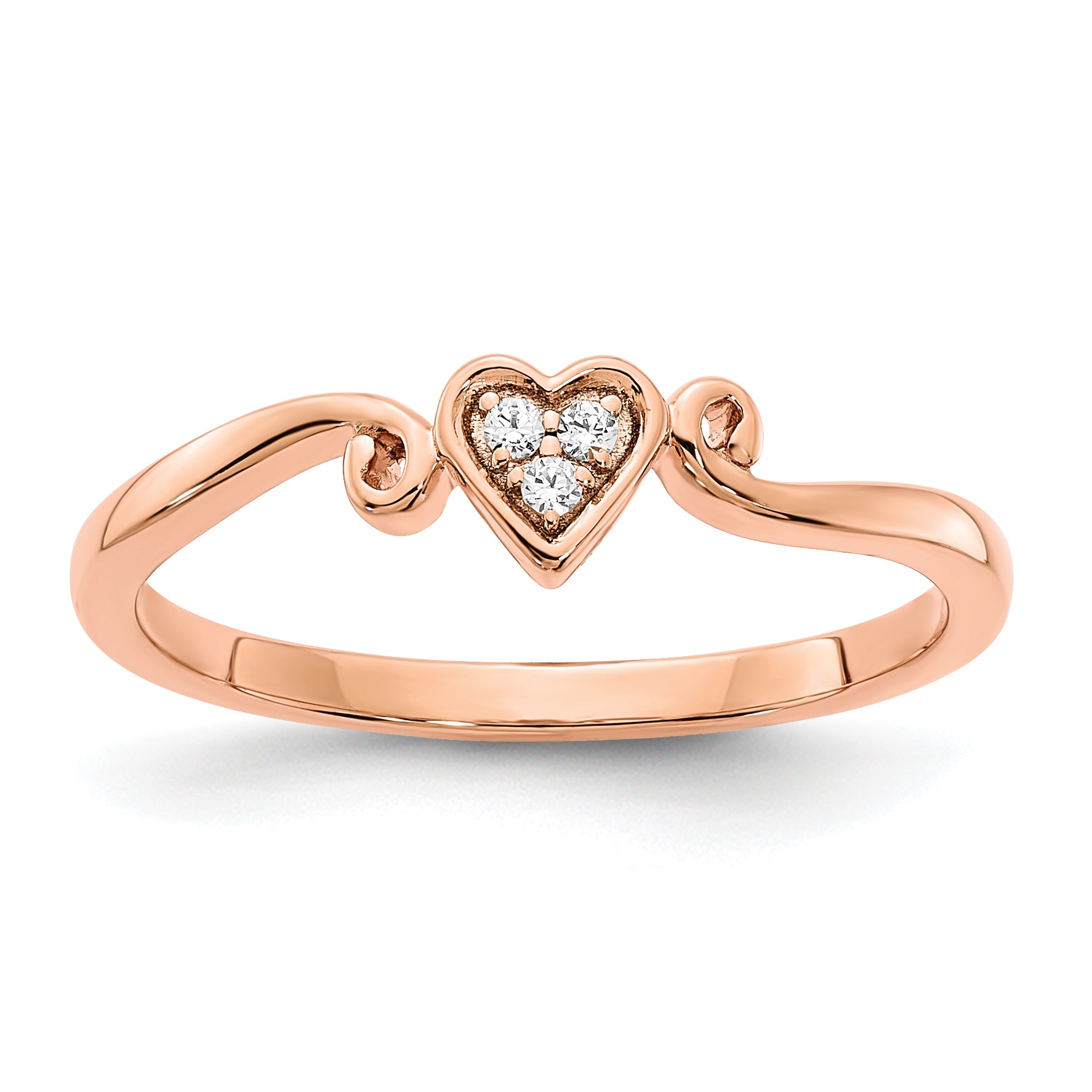 10K Rose Gold Polished Heart Diamond Ring Main image