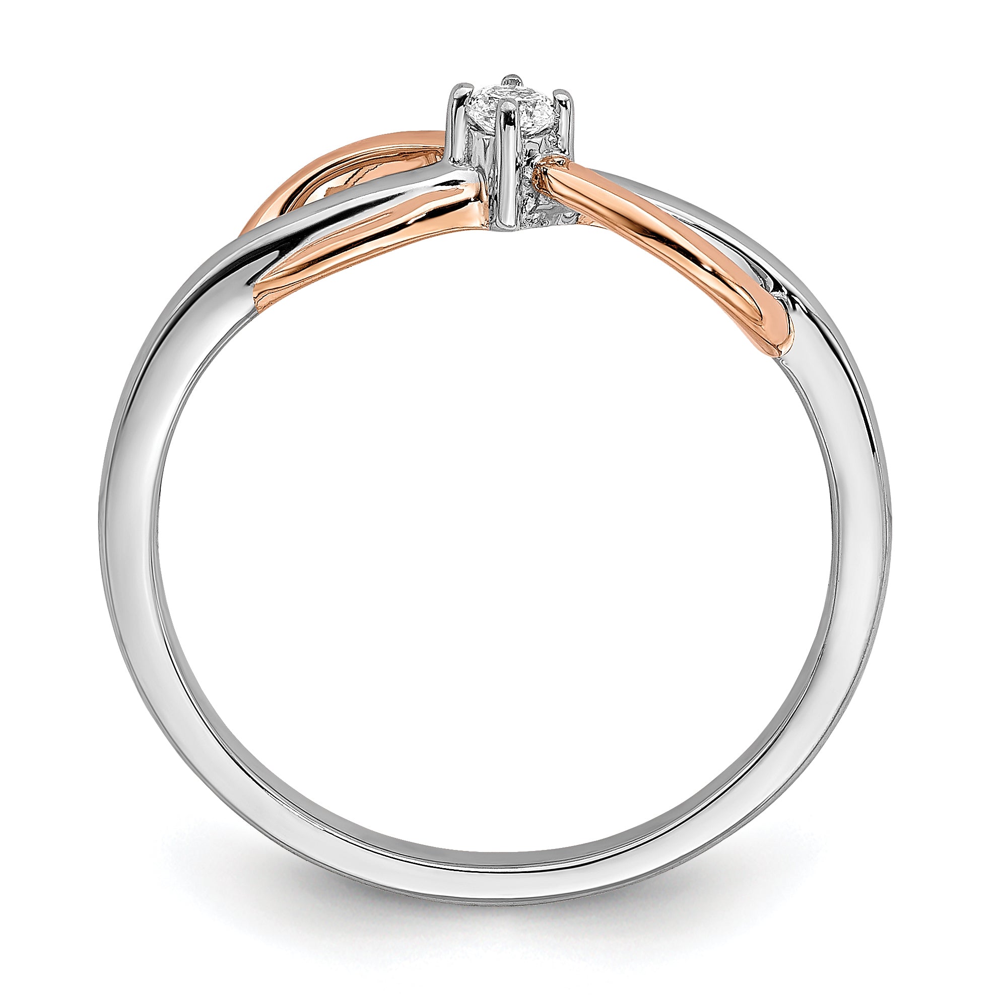 14k Two-tone White & Rose Polished Infinity Diamond Ring Secondary image