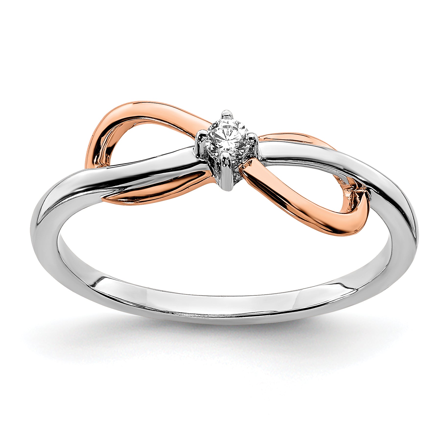 14k Two-tone White & Rose Polished Infinity Diamond Ring Main image