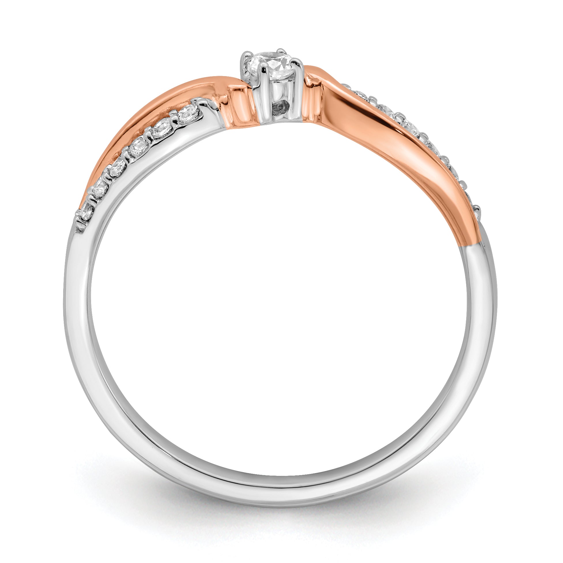 14k Two-tone White & Rose Polished Fancy Diamond Ring