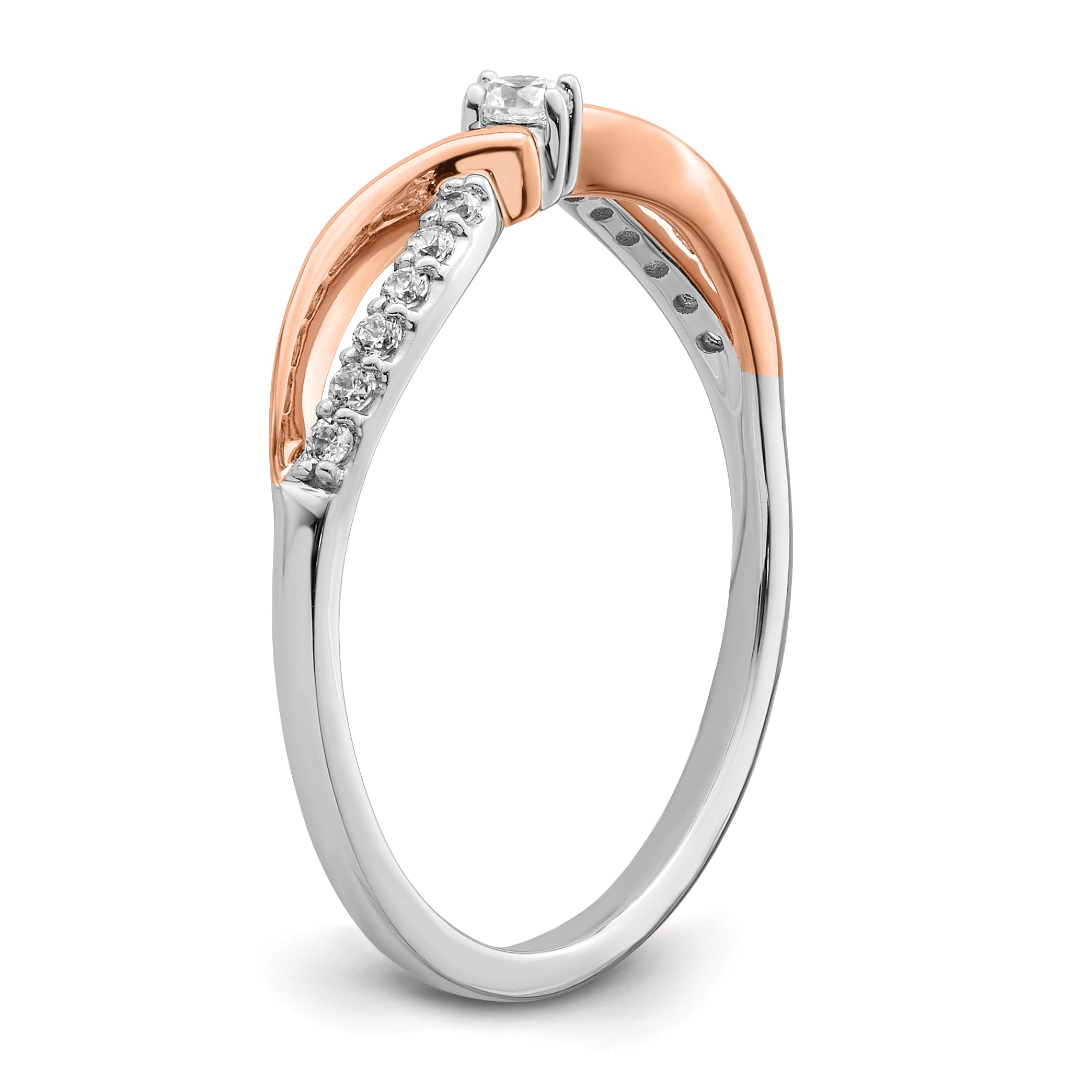 14k Two-tone White & Rose Polished Fancy Diamond Ring