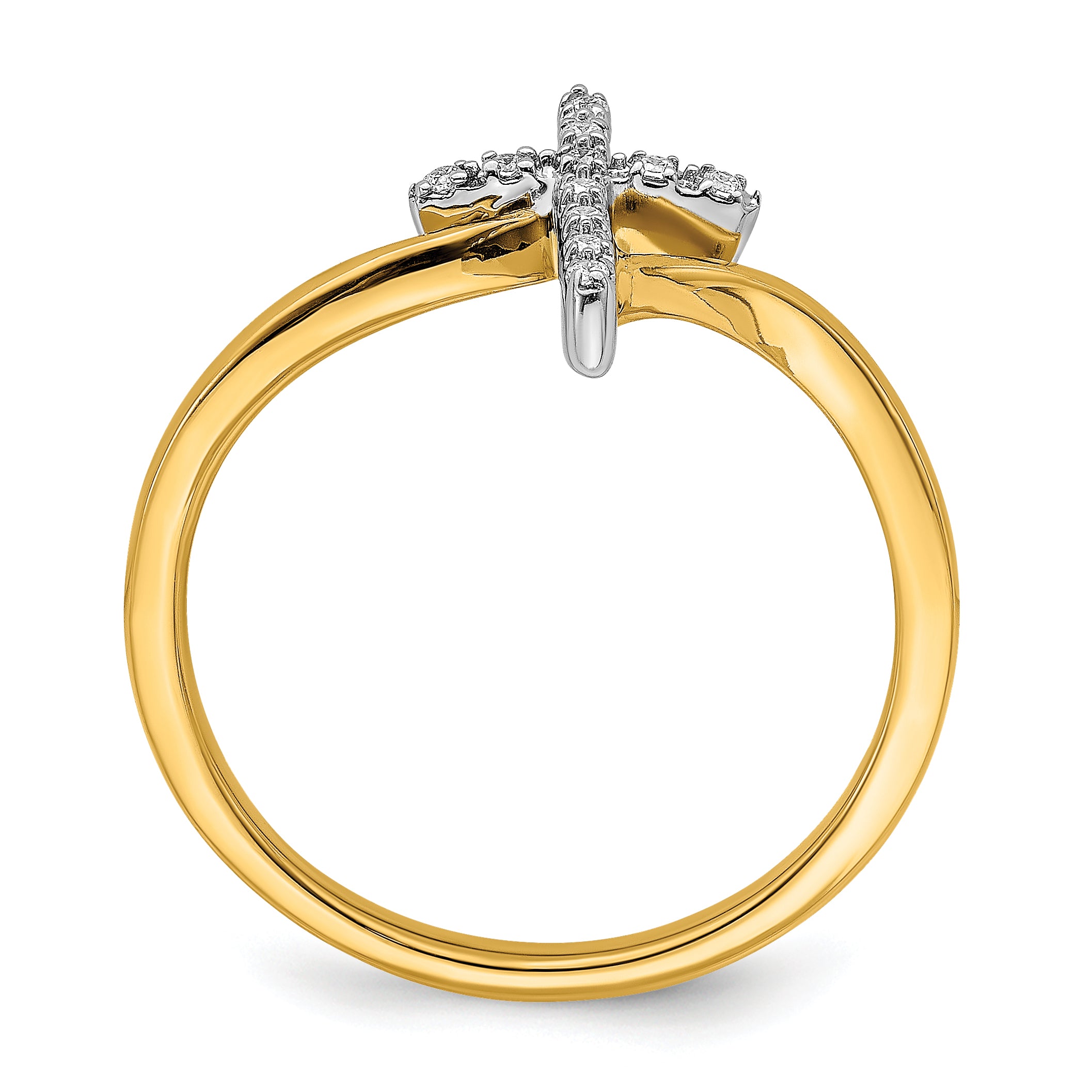 14k Two-tone Polished Cross Diamond Ring Secondary image