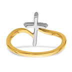 14k Two-tone Polished Cross Diamond Ring