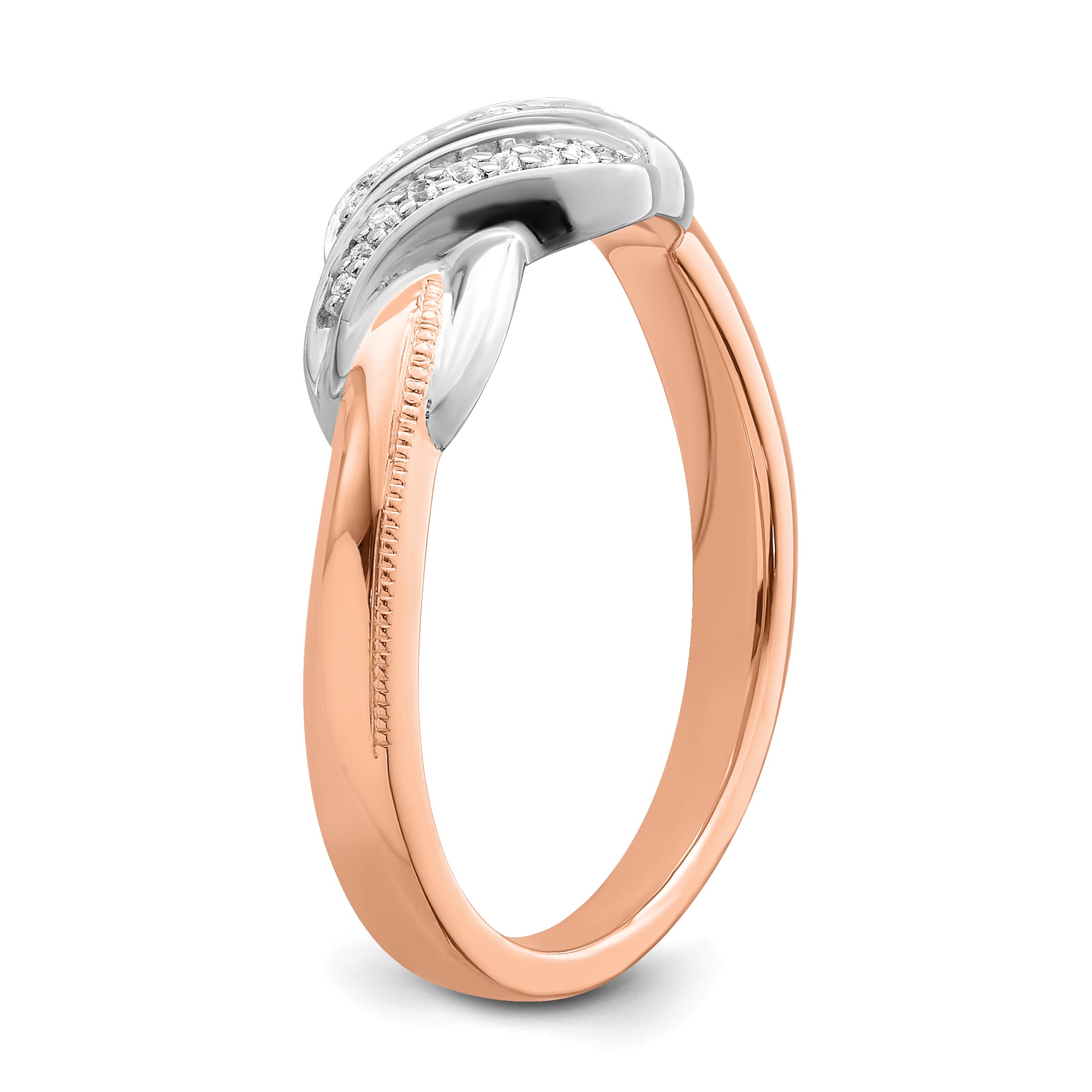 14k Two-tone White & Rose Polished Fancy Diamond Ring