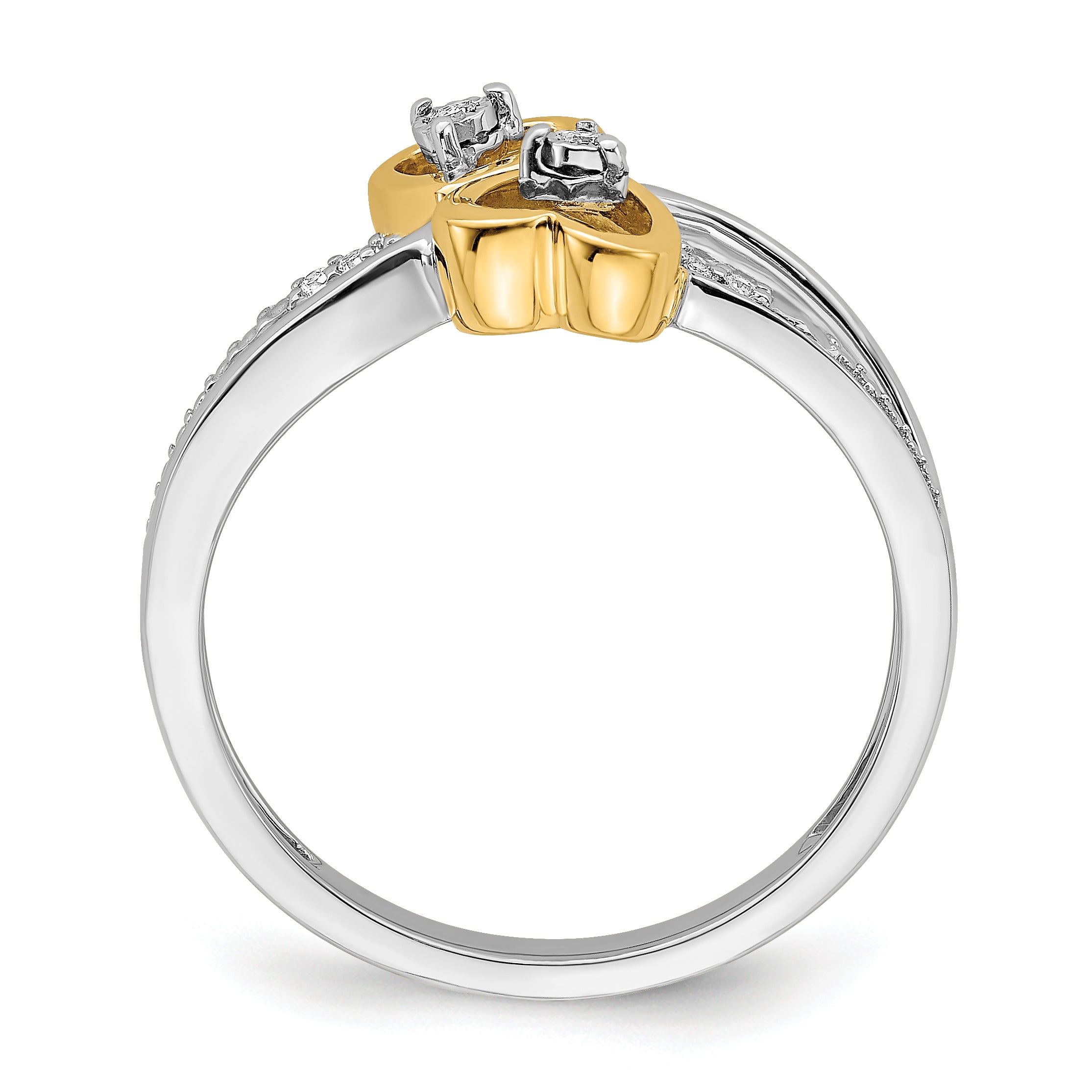 14k Two-tone Polished Double Heart Diamond Ring Secondary image