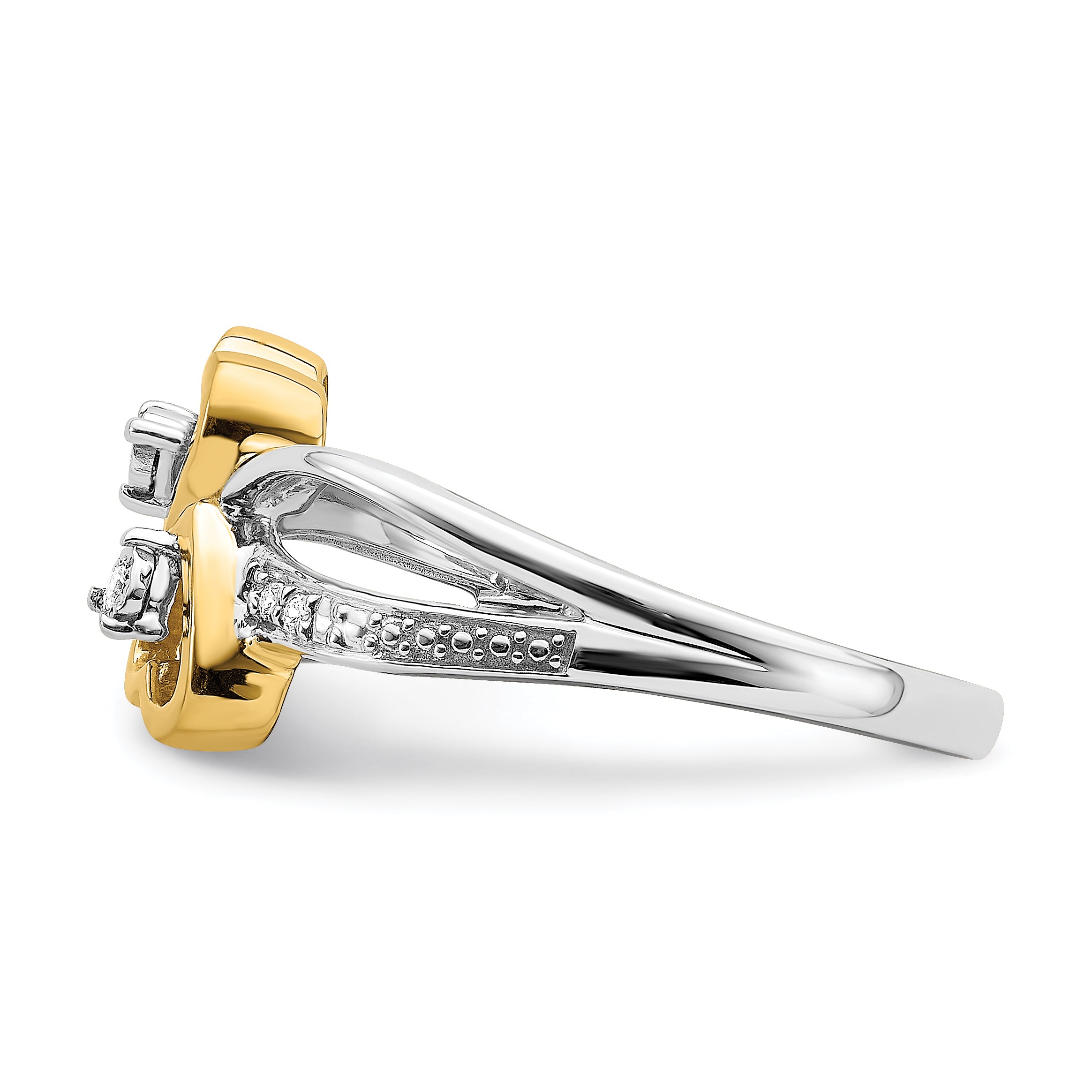 14k Two-tone Polished Double Heart Diamond Ring