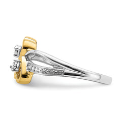 14k Two-tone Polished Double Heart Diamond Ring