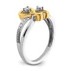 14k Two-tone Polished Double Heart Diamond Ring