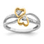 14k Two-tone Polished Double Heart Diamond Ring