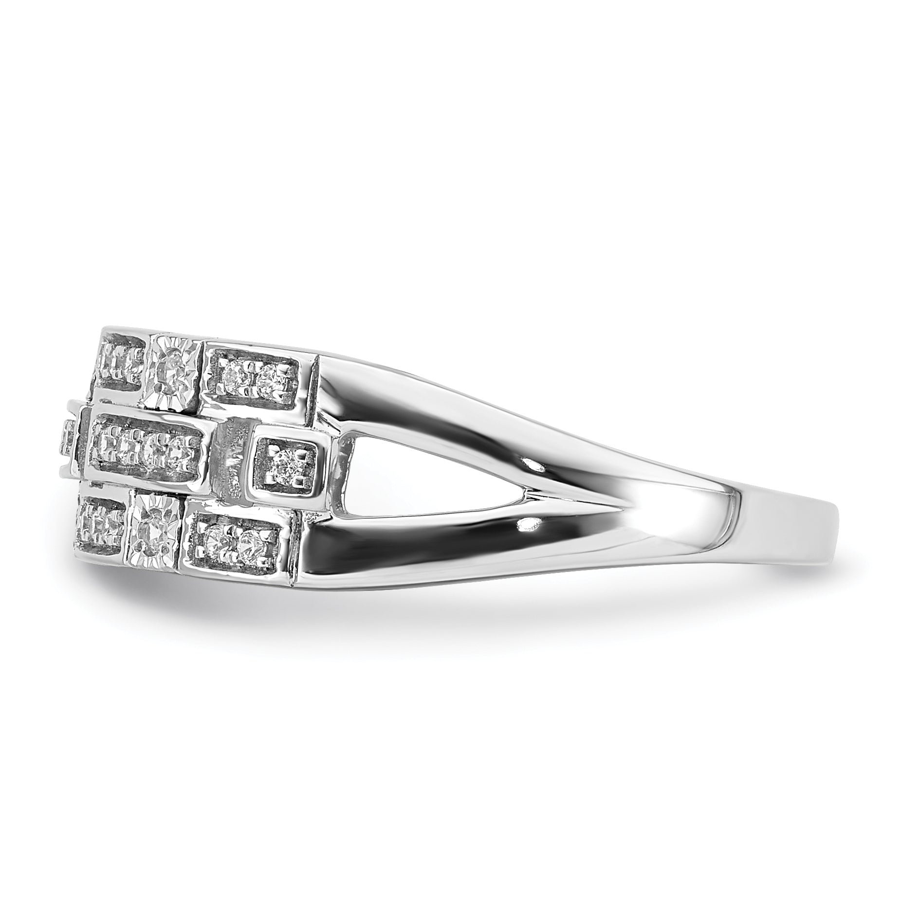 14k White Gold Polished Fancy Diamond Ring
