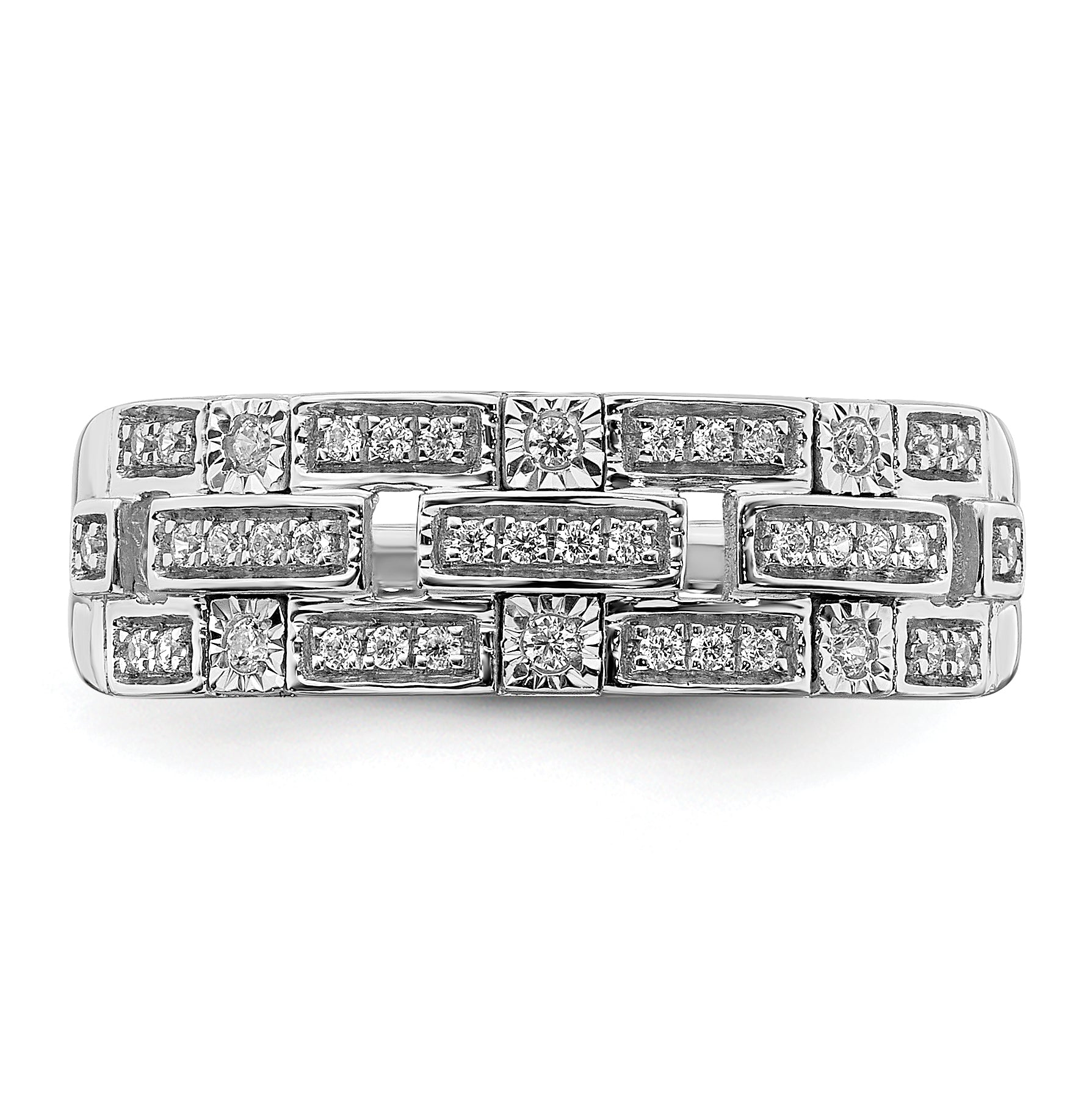 14k White Gold Polished Fancy Diamond Ring