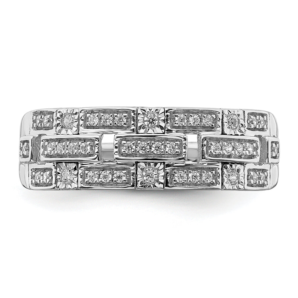 14k White Gold Polished Fancy Diamond Ring