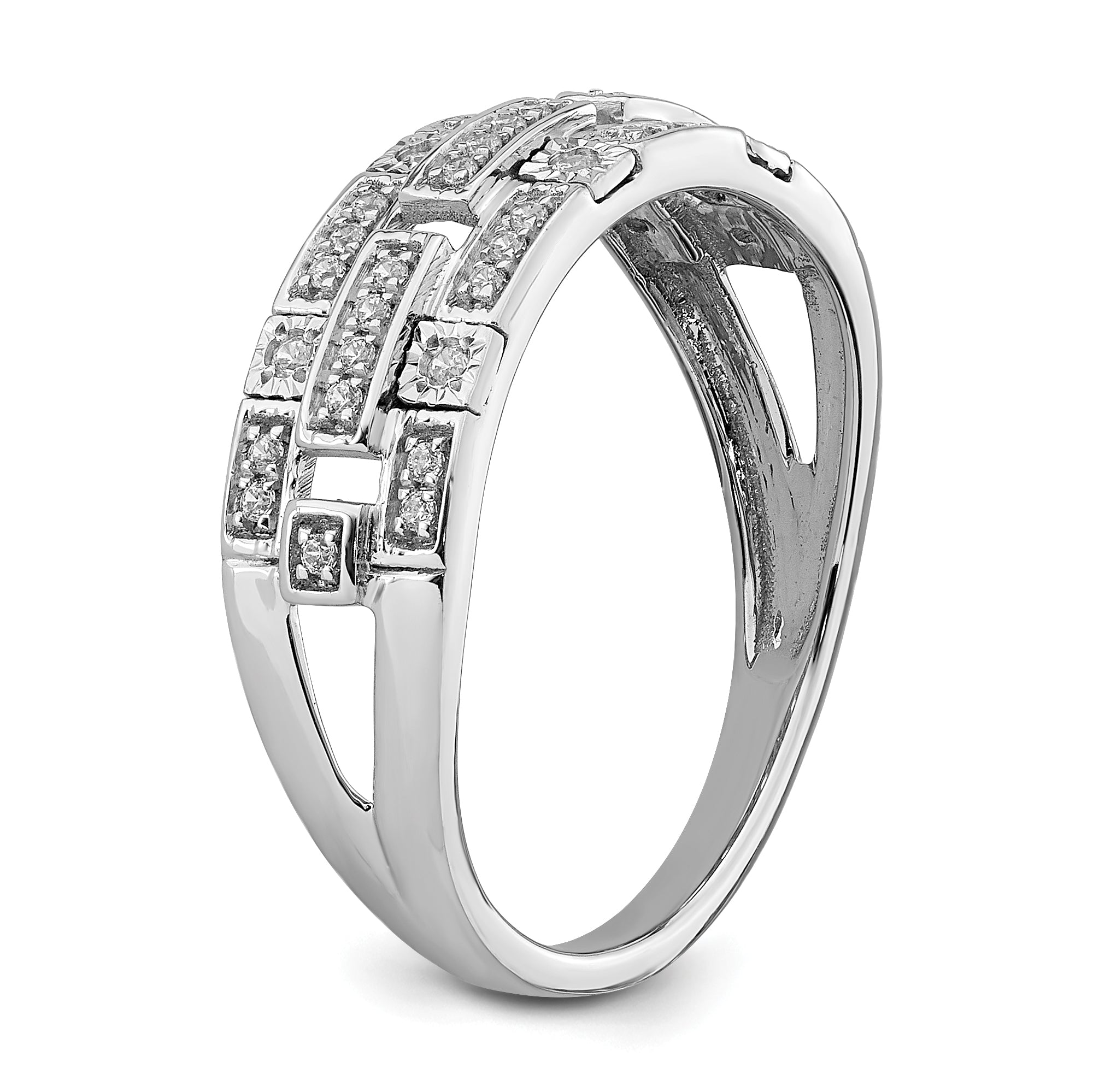 14k White Gold Polished Fancy Diamond Ring