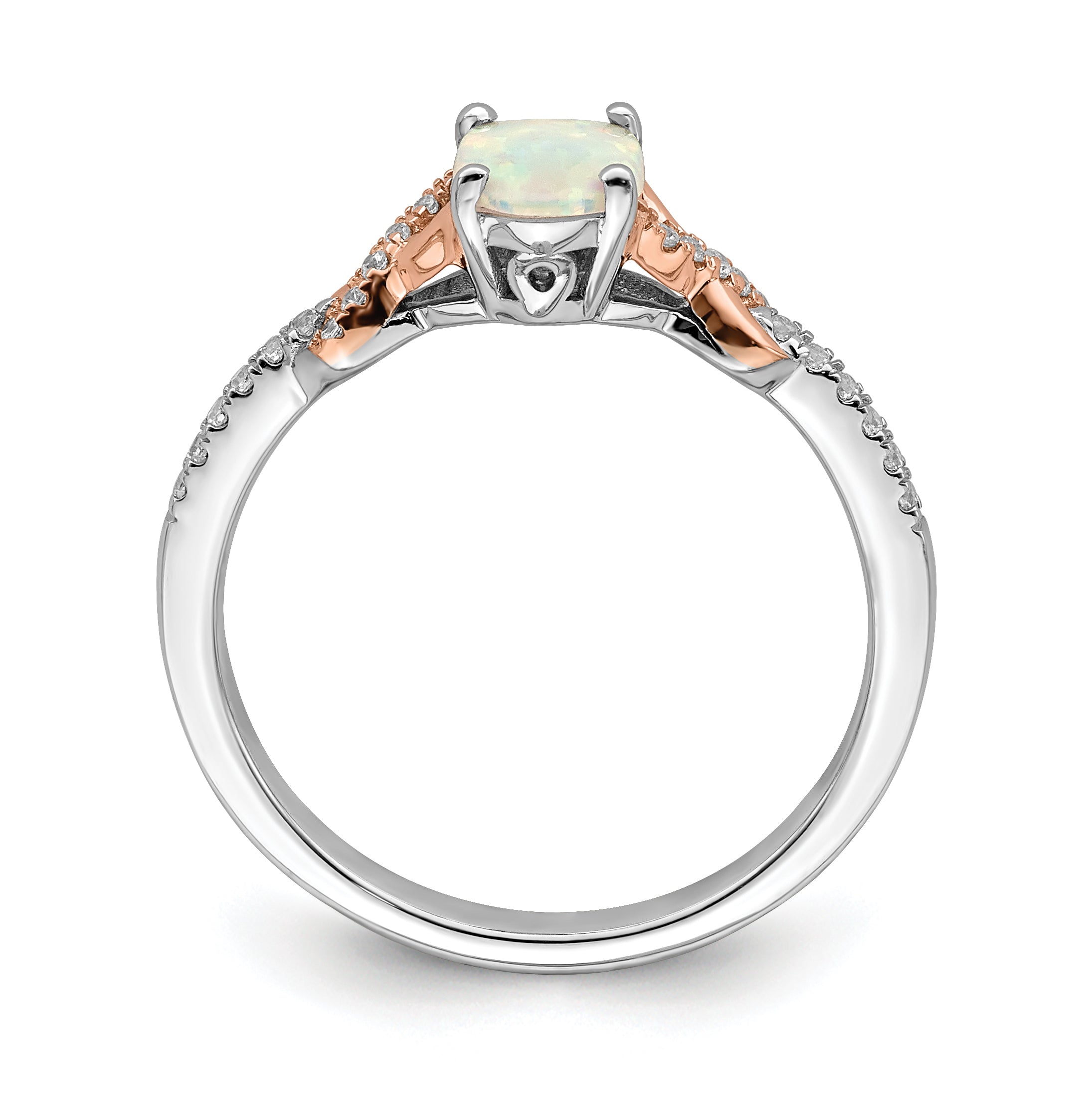 14k Two-tone Polished Oval Opal & Diamond Ring Secondary image