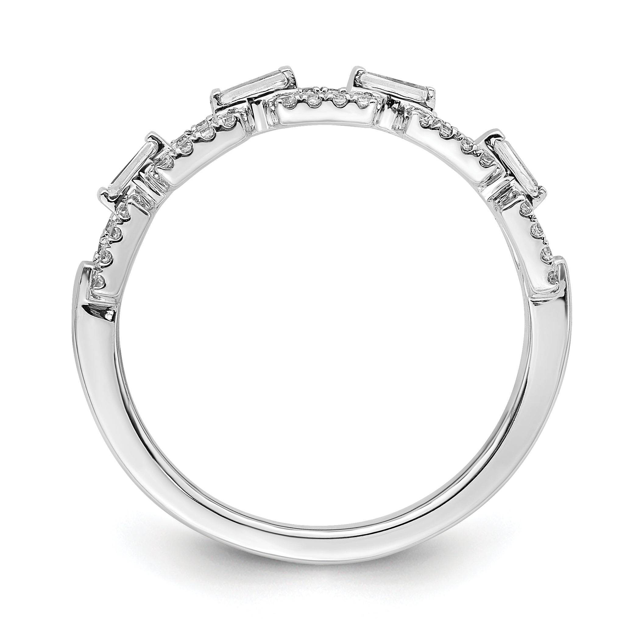 14k White Gold Polished Squares Diamond Ring