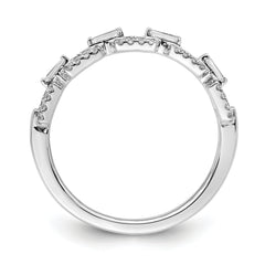 14k White Gold Polished Squares Diamond Ring