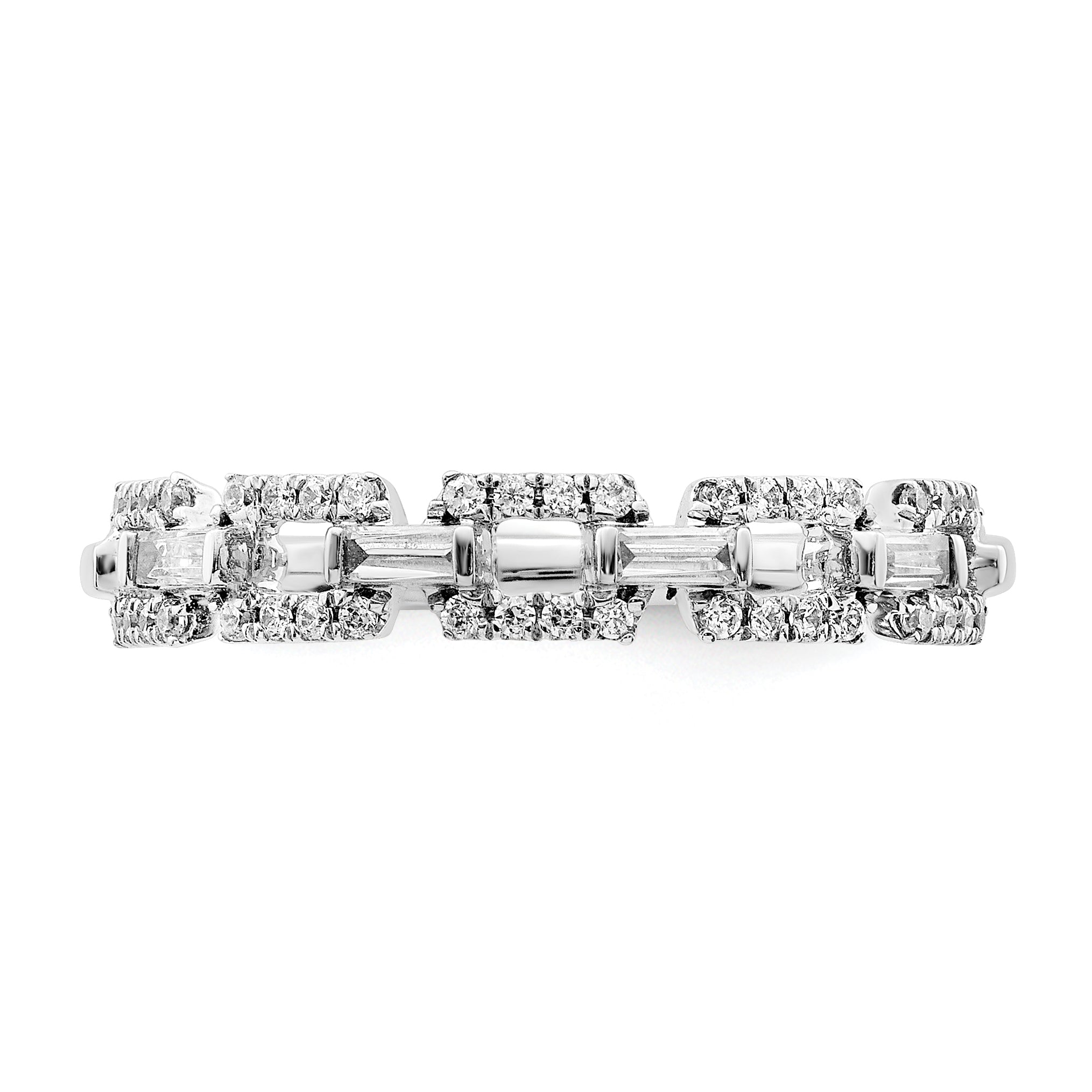14k White Gold Polished Squares Diamond Ring