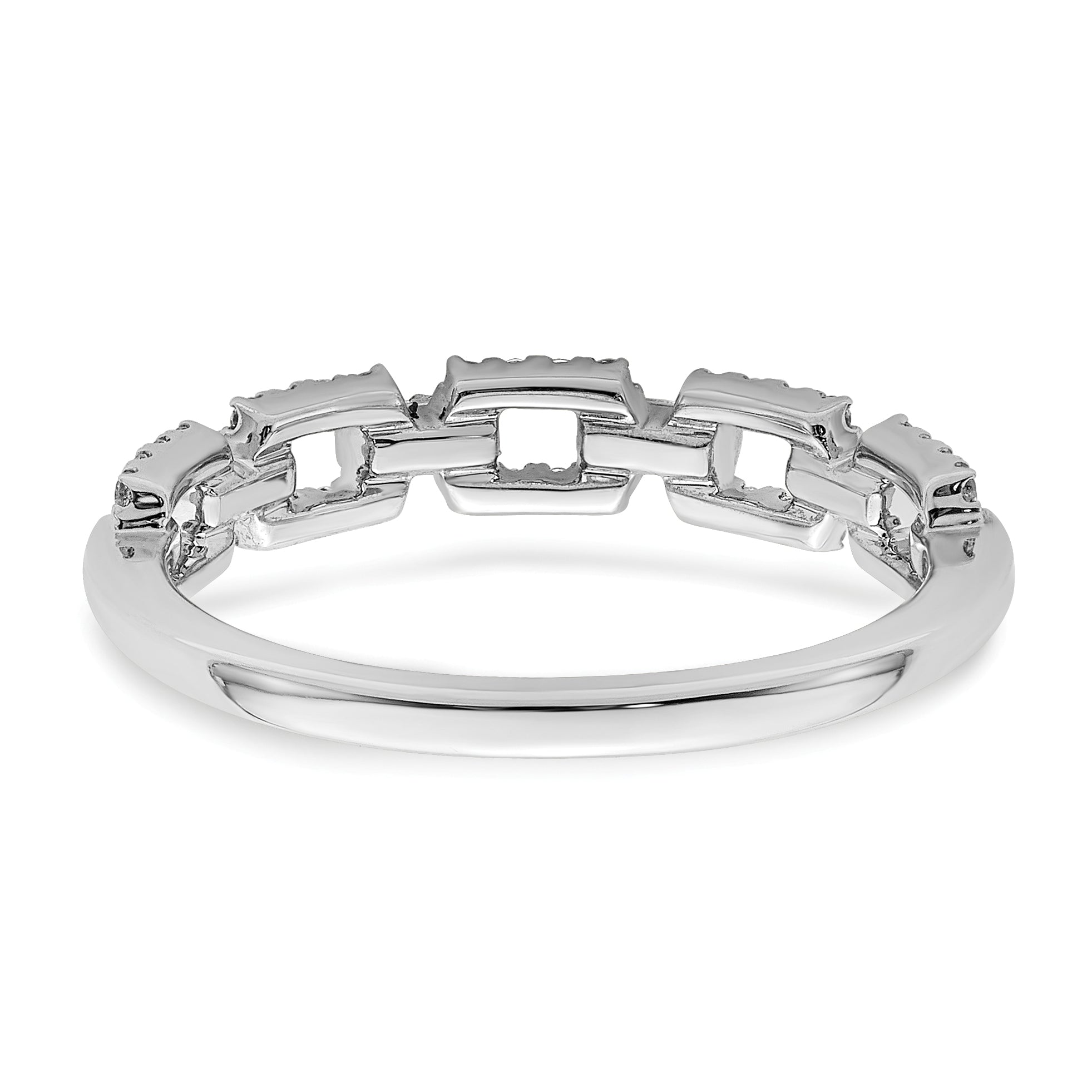 14k White Gold Polished Squares Diamond Ring